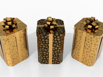  Gift Boxes - Vertical Variety with Glossy Ribbon Rosette 