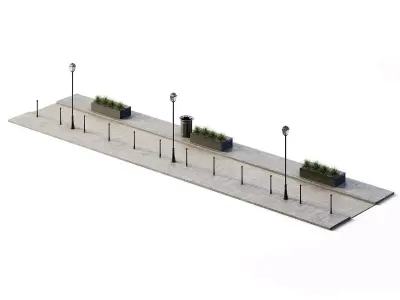 Path Set 6m x 24m Low-poly 3D model