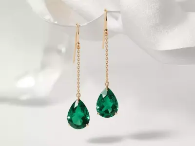 Emerald Elegance Teardrop Dangle Earrings 3D print model