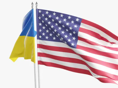 Flag USA Ukraine Support 3D model