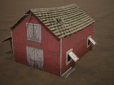 Barn Cattle Shed Farm Shelter Village Farmhouse 2 Low-poly 3D model