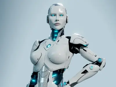 Female Android Rig Low-poly 3D model