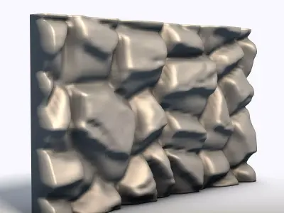 Stone Block Wall Bas Relief Panel -3D Model 3D print model
