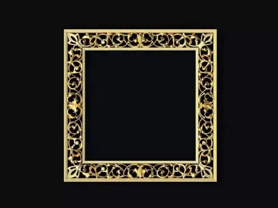 mirror gold ornate frame 3D model 7