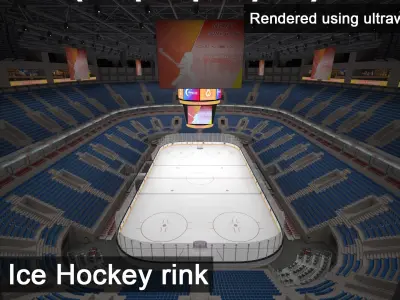  NHL and IIHF Ice Hockey Arena - interior - low poly 