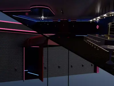 Strip Club Exterior and Interior 3D model