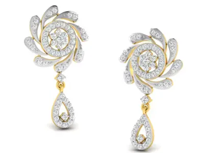 Gold Diamond Women Earring 3D print Model 3D print model 157