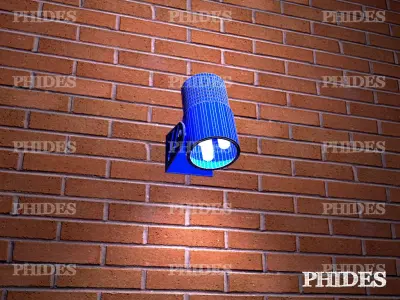 Spotlight 1 stainless steel wall light on brick wall Free 3D model