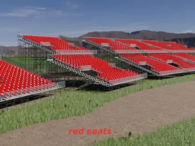 Modular Game Ready Grandstand V2 Low-poly 3D model