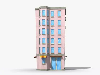Cartoon Building x28 Low-poly 3D model