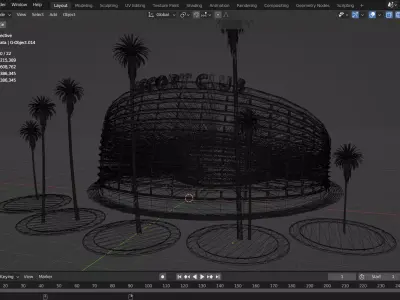 Modern Curved Escort Club Building Low-poly 3D model