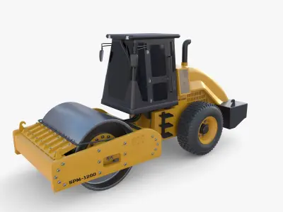 Road roller V7 Low-poly 3D model