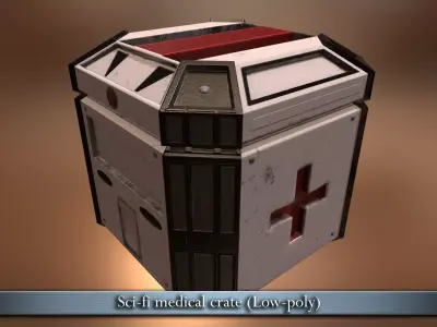 PBR Sci-fi medical crate Low-poly 3D model