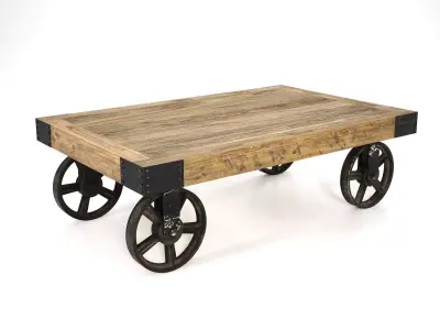 Industrial Cart Coffee Table 3D model