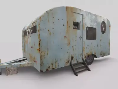 Old Rustic Trailer 3D model