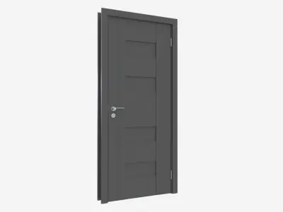 Modern Wooden Interior Door with Furniture 009 3D model