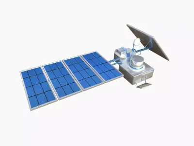 Satellite J03 White Blue - SciFi Space Design Low-poly 3D model