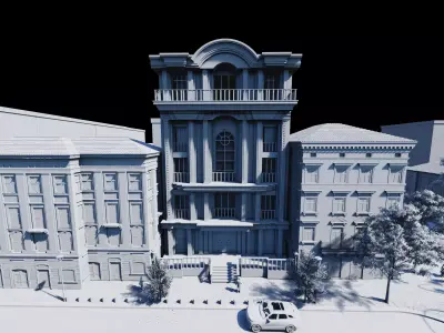 Classic stone facade-Building Classic Facade Element 3D model 8