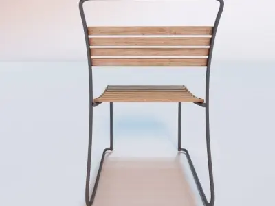1930 s Belgian Stacking Wood Sidechair 3D model