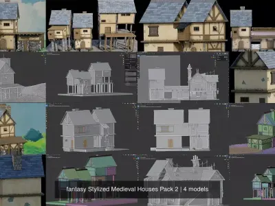 fantasy Stylized Medieval Houses Pack 2