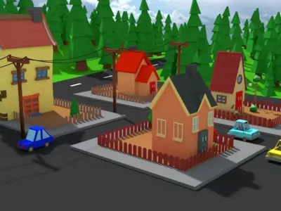 Cartoon Village  3D model