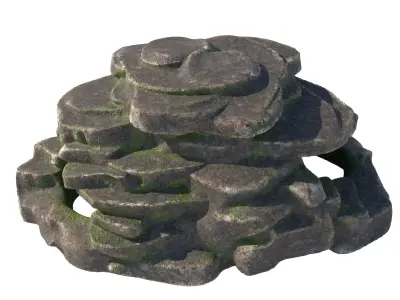 moss rock steps  Low-poly 3D model