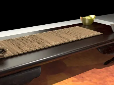 Chinese  gold ingot with bamboo slip 3D model