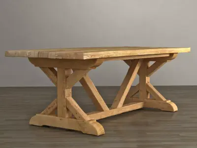 Salvaged Wood and Concrete X-Base 3D model