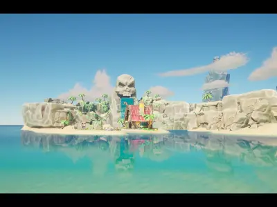 Stylized Pirate Dream Island Low-poly 3D model