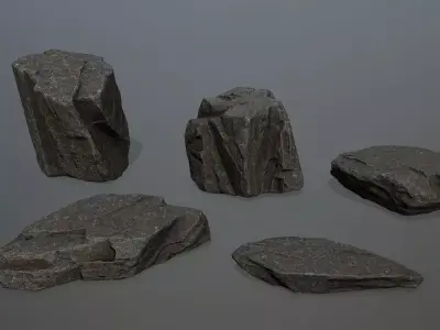 Rock Set Low-poly 3D model