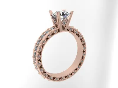 Antique Vintage Style Diamond Infinity Solitaire Engagement Ring 3D print model