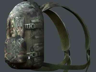 Backpack military combat Black baggage bag luggage Low-poly 3D model 3
