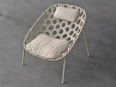 Coracle rattan lounge chair 3D model