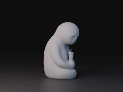 minimal sad miniature statue candle Free 3D print model