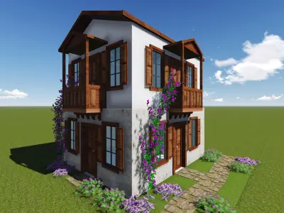 Classic stone house ottoman architecture 3D model