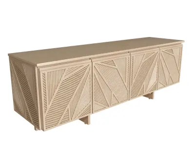 Geometric Oak Sticks TV Unit Inspired from Ancient Egypt 3D model