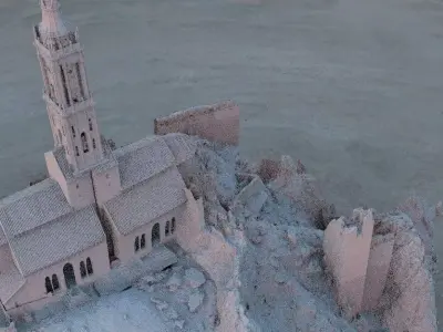 Mexican Church ornate on hill 3D model