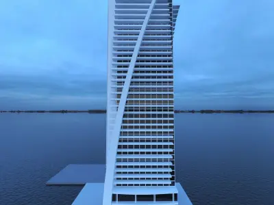 building tall in ocean Low-poly 3D model