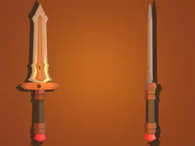 Low Poly Medieval Weapons Pack    6 Weapons and  Bonus Log Low-poly 3D model
