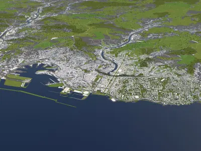 Genoa Italy 50x50km City Map 3D Model 3D model