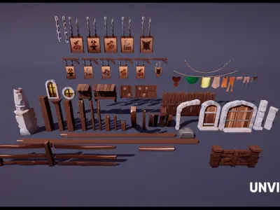 Lowpoly Modular Buildings Low-poly 3D model