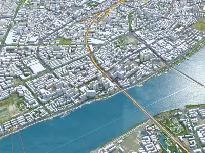 Xiangyang Hubei China 150km Low-poly 3D model