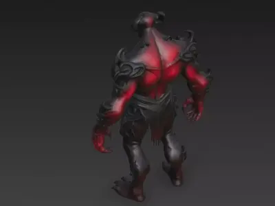 Red Humanoid Monster 3D Model 3D model