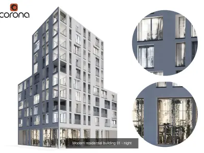 Vol 1 Modern Residential Buildings collection - 8 buildings 3D Model Pack