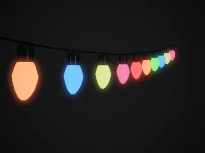 Low Poly Christmas Lights   Low-poly 3D model