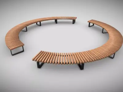 Circular Bench  Low-poly 3D model