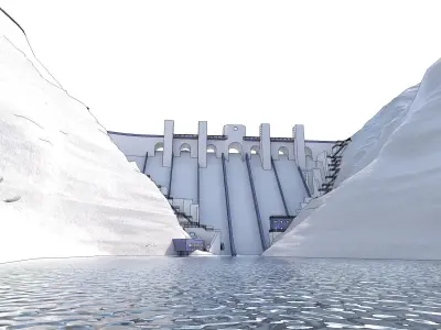 Dams construction river 3D model