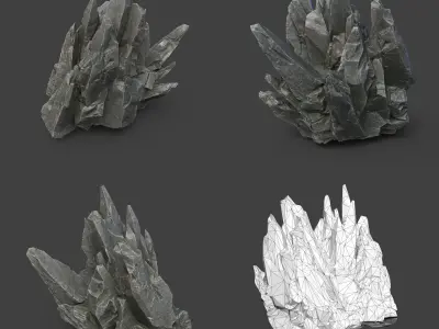 Spiky Black Rock 220616  Low-poly 3D model