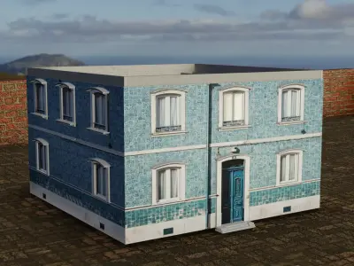 Realistic Building house Free low-poly 3D model