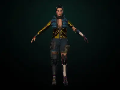 Cyberpunk Girl gameready Low-poly 3D model